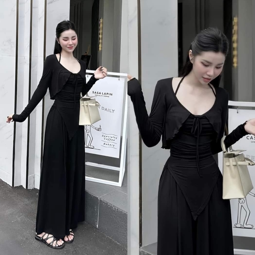 Frank & Oak Black Long Sleeve Jumpsuit